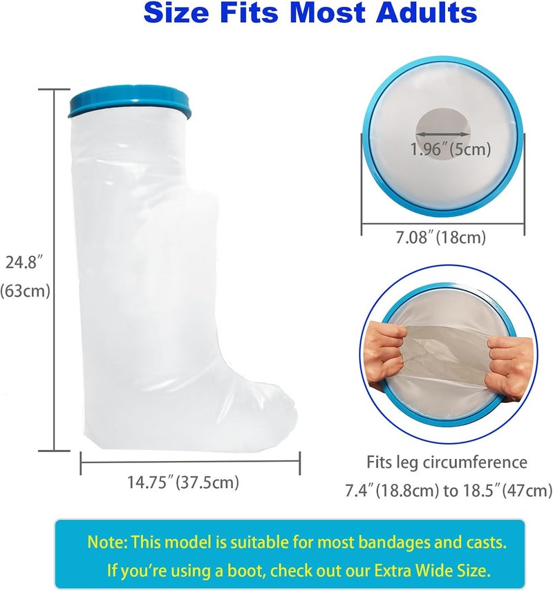 Tideshake Waterproof Leg Cast Cover for Showering, Reusable Adult Short Leg Cast Protector, Cast Covers for Shower Leg, Cast Bag for Shower, Cast Cover for Showering Foot(Upgraded Waterproof Ring) - Image 5